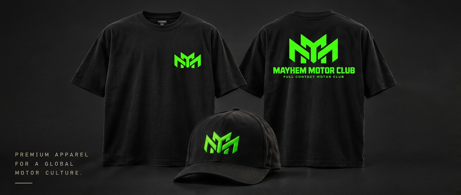 Mayhem hyper green apparel concept: tees and cap