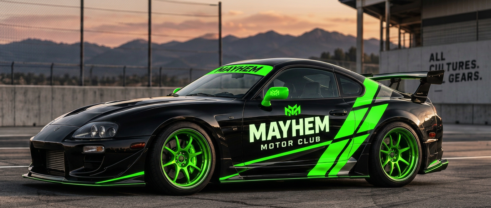 Mayhem Toyota Supra concept in black and hyper green track livery